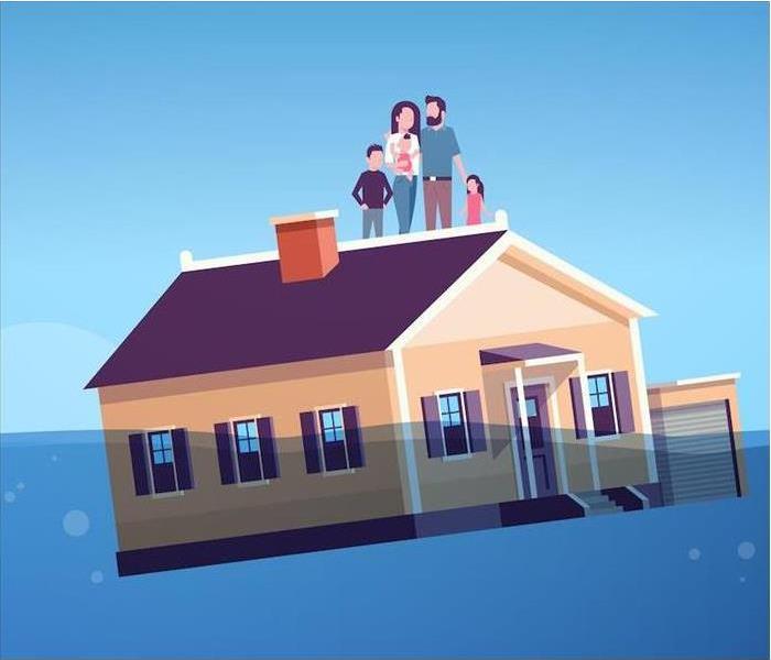 Illustration of a Family On a roof 